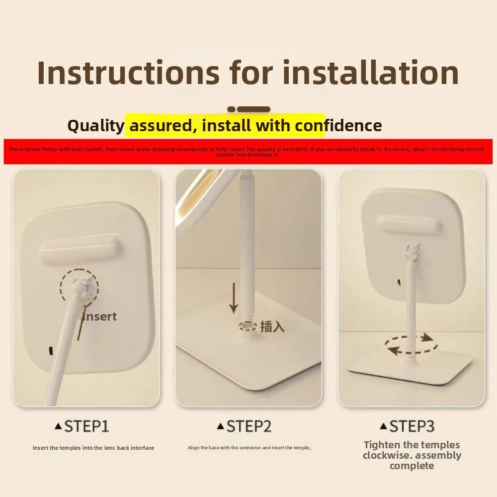 Modern LED Vanity Mirror – Decorative Makeup & Desktop Mirror for Bedroom or Bathroom - Moon & Wall