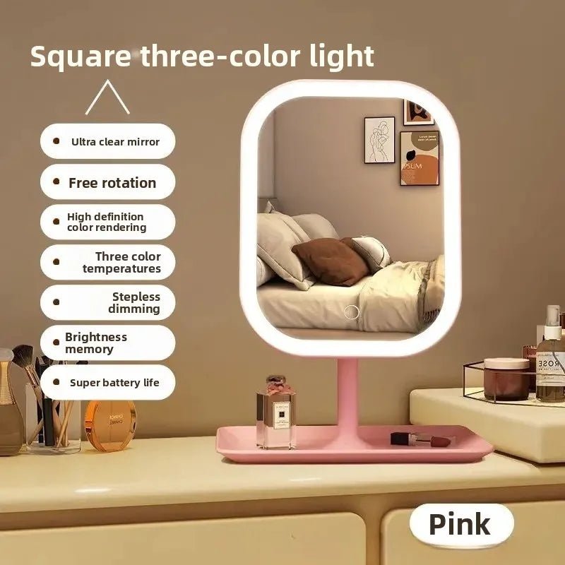 Modern LED Vanity Mirror – Decorative Makeup & Desktop Mirror for Bedroom or Bathroom - Moon & Wall