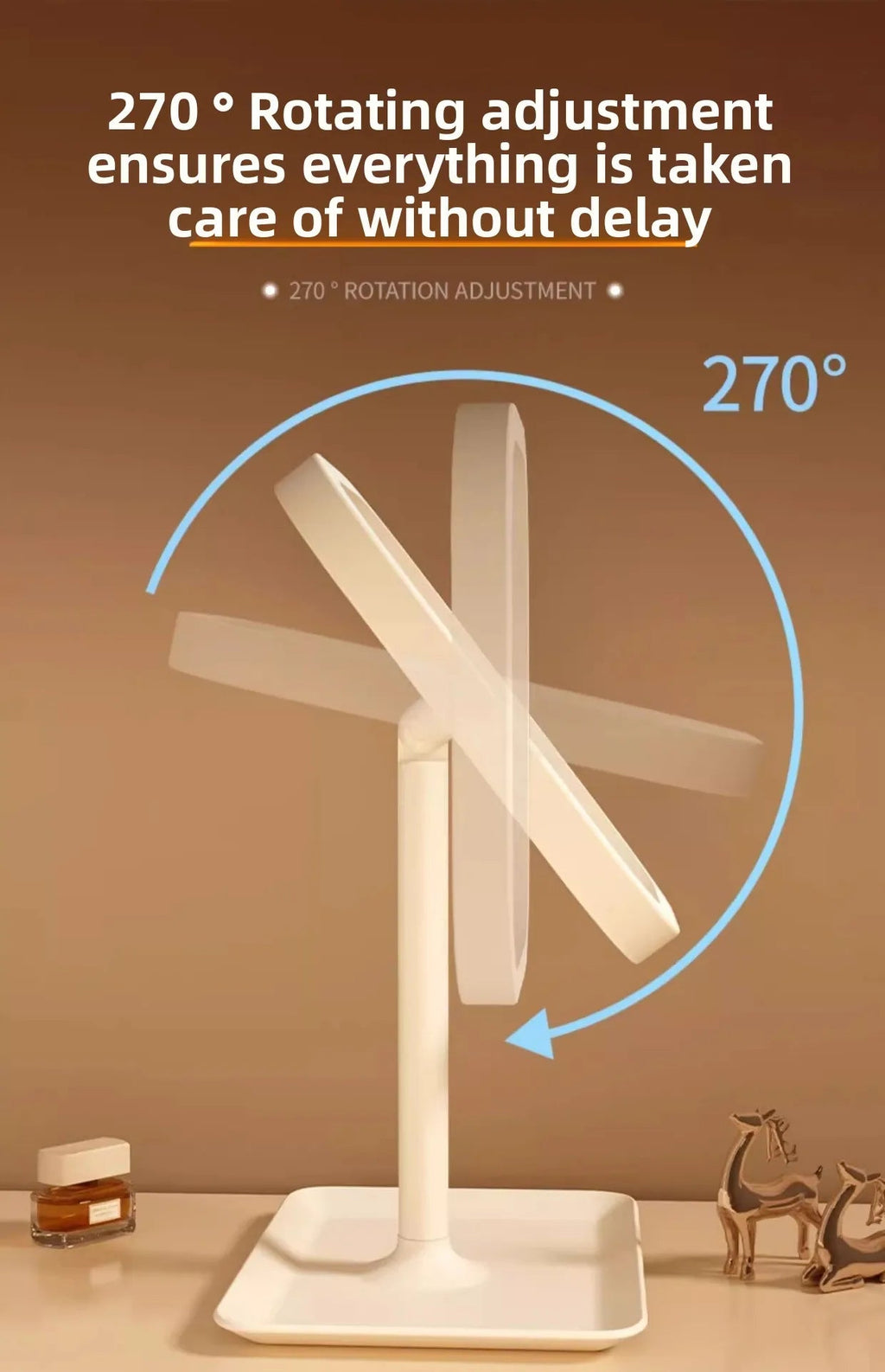 Modern LED Vanity Mirror – Decorative Makeup & Desktop Mirror for Bedroom or Bathroom - Moon & Wall