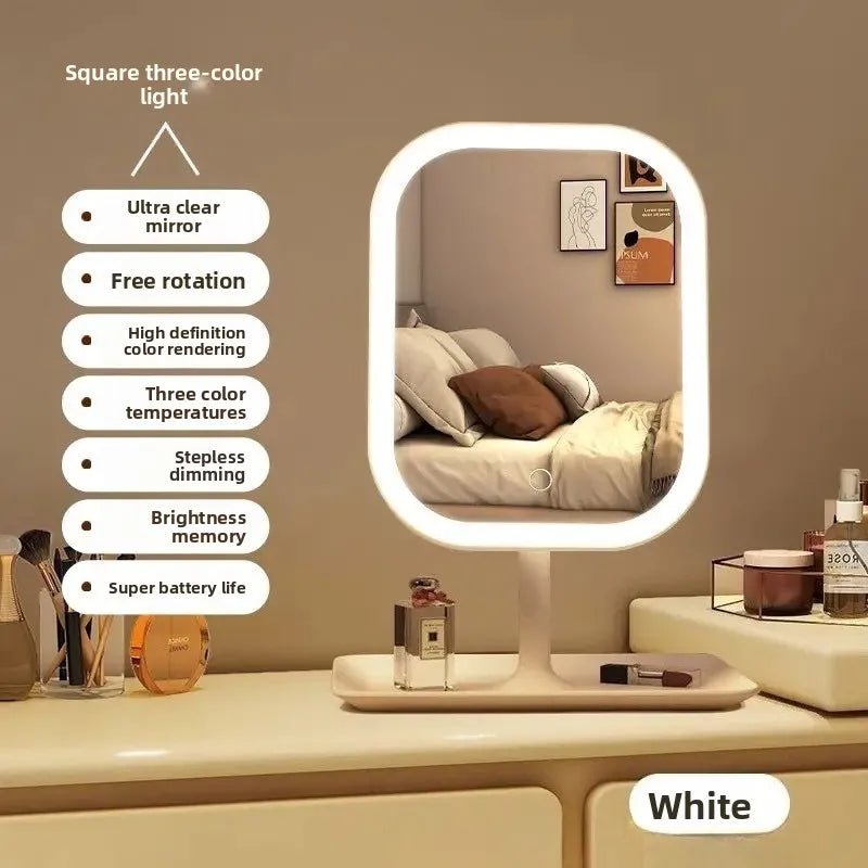 Modern LED Vanity Mirror – Decorative Makeup & Desktop Mirror for Bedroom or Bathroom - Moon & Wall