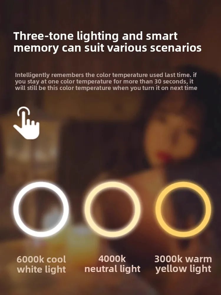 Modern LED Vanity Mirror – Decorative Makeup & Desktop Mirror for Bedroom or Bathroom - Moon & Wall