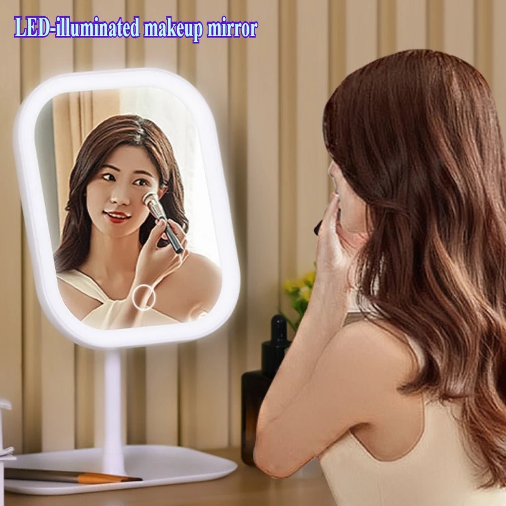 Modern LED Vanity Mirror – Decorative Makeup & Desktop Mirror for Bedroom or Bathroom - Moon & Wall