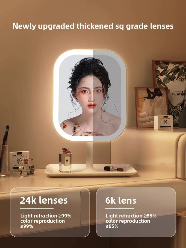 Modern LED Vanity Mirror – Decorative Makeup & Desktop Mirror for Bedroom or Bathroom - Moon & Wall