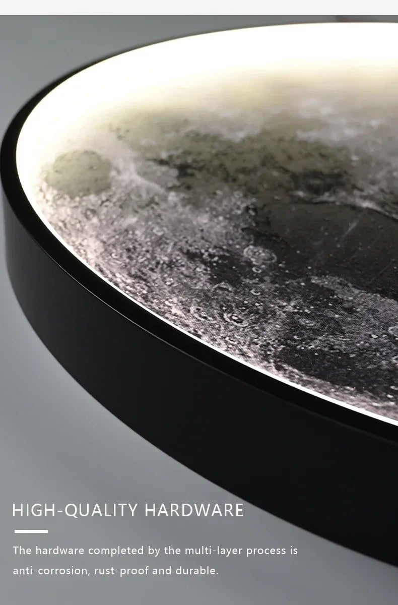 Modern Light Luxury Gray Moon LED Wall Art – Circular Luminous Decor for Porch or Hallway - Moon & Wall