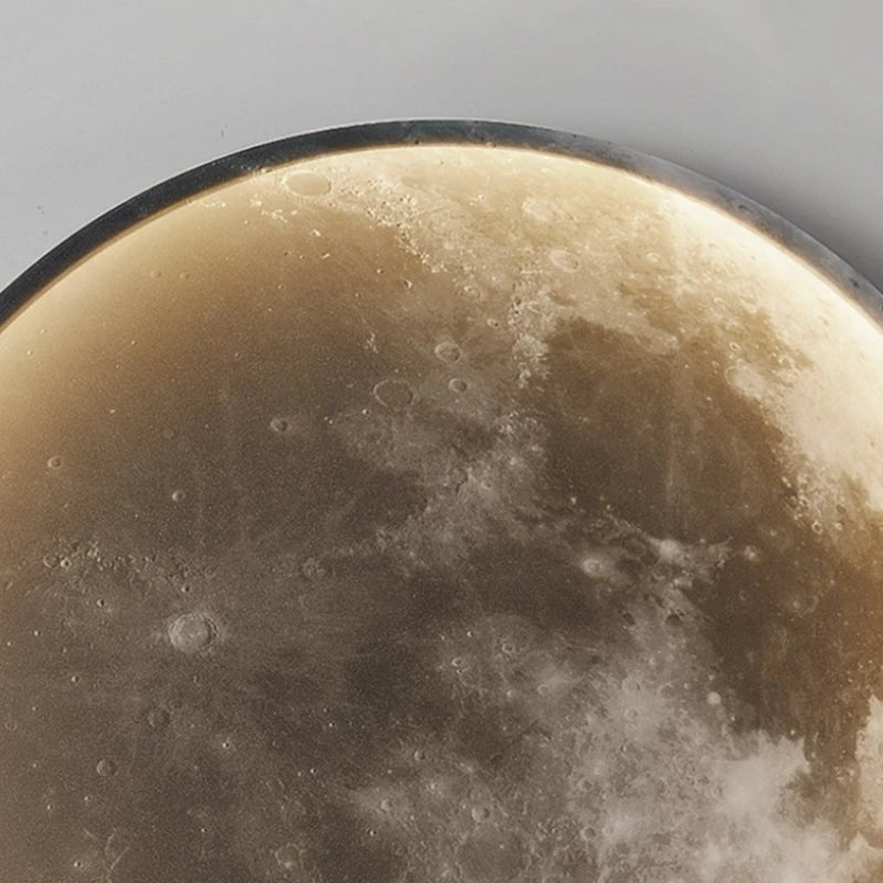 Modern Light Luxury Gray Moon LED Wall Art – Circular Luminous Decor for Porch or Hallway - Moon & Wall