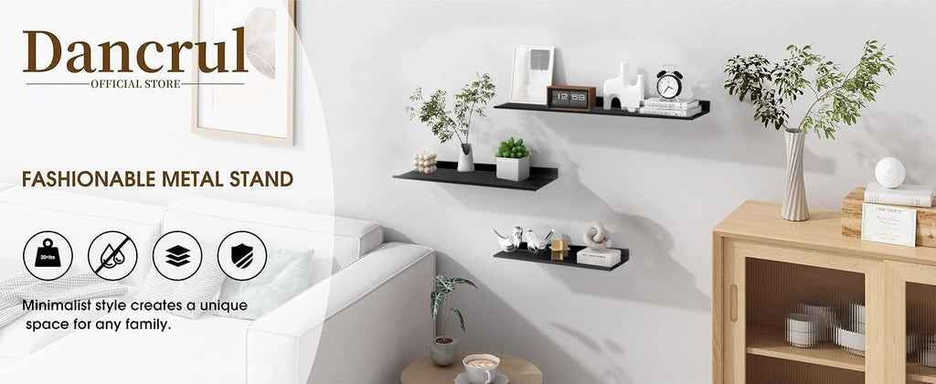 No - Drill Floating Wall Shelves – Bathroom & Kitchen Storage Organizer for Home Decor - Moon & Wall