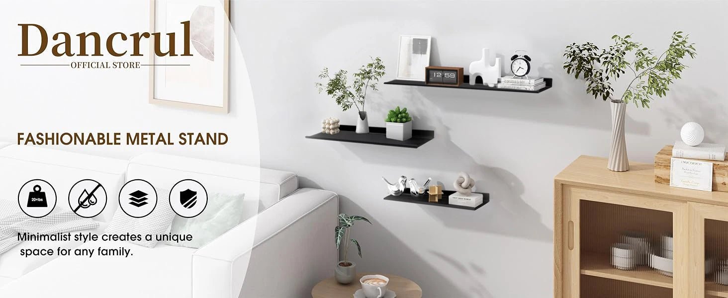 No - Drill Floating Wall Shelves – Bathroom & Kitchen Storage Organizer for Home Decor - Moon & Wall