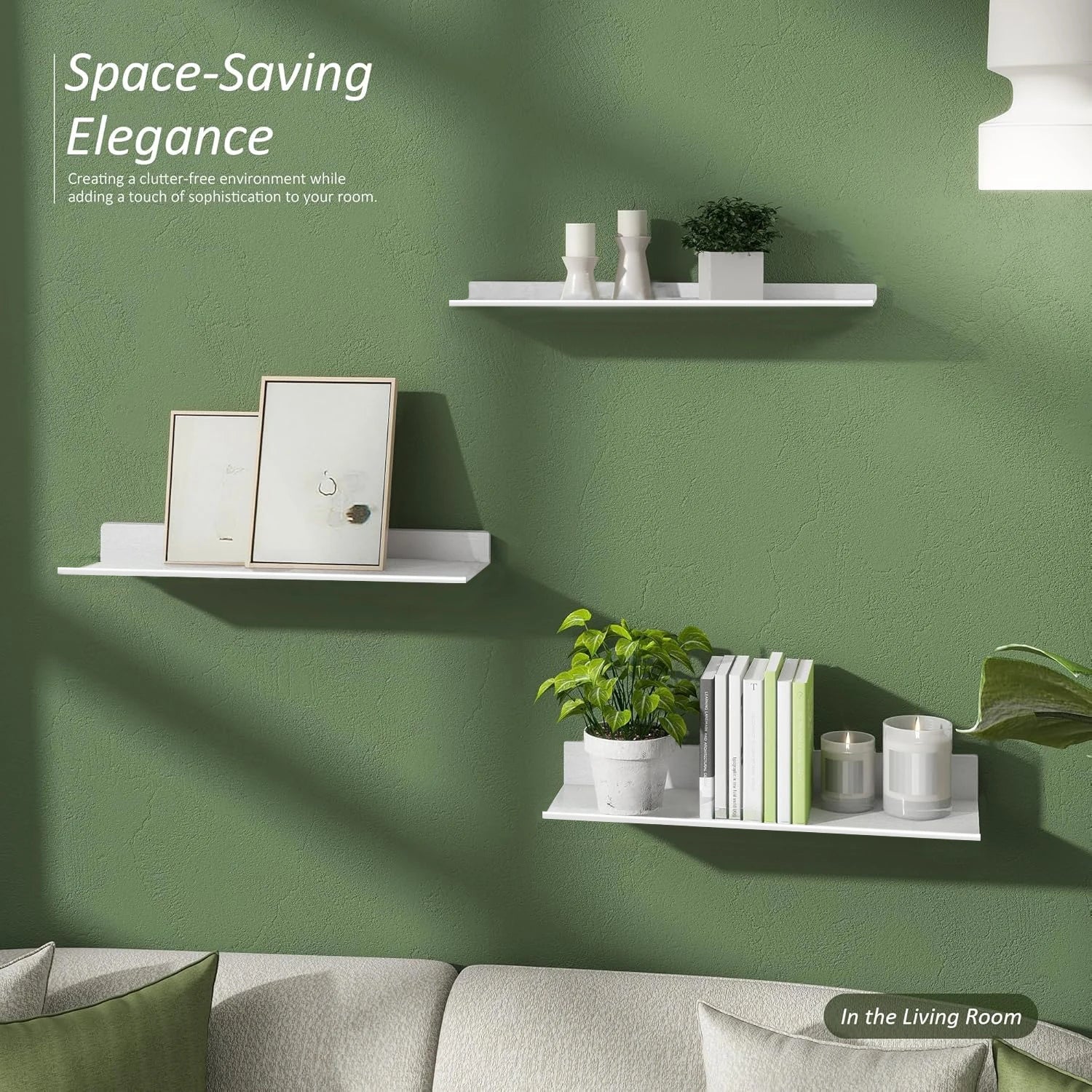 No - Drill Floating Wall Shelves – Bathroom & Kitchen Storage Organizer for Home Decor - Moon & Wall