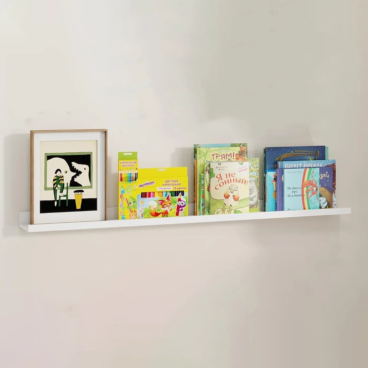 No - Drill Floating Wall Shelves – Bathroom & Kitchen Storage Organizer for Home Decor - Moon & Wall