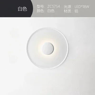 Nordic Designer Macaron Circle Plafonnier minimaliste Chambre à coucher Lit de chevet Lumière de lecture Couloir Couloir Décoration intérieure Applique murale - Moon & Wall