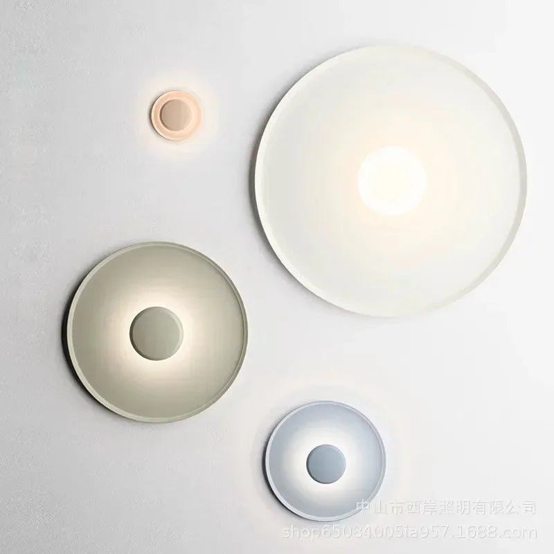 Nordic Designer Macaron Circle Plafonnier minimaliste Chambre à coucher Lit de chevet Lumière de lecture Couloir Couloir Décoration intérieure Applique murale - Moon & Wall