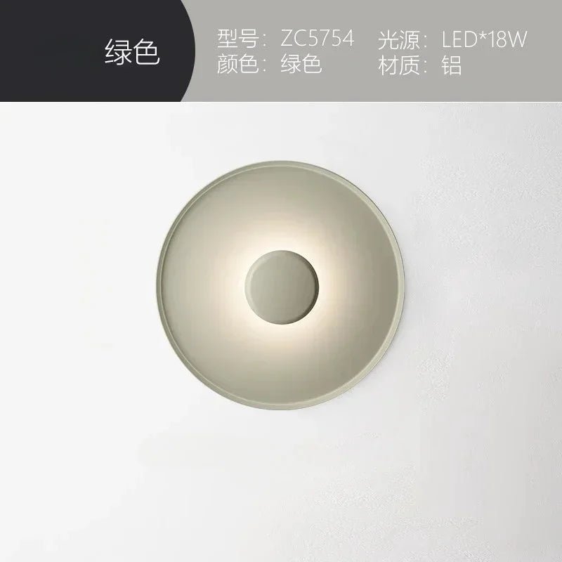 Nordic Designer Macaron Circle Plafonnier minimaliste Chambre à coucher Lit de chevet Lumière de lecture Couloir Couloir Décoration intérieure Applique murale - Moon & Wall