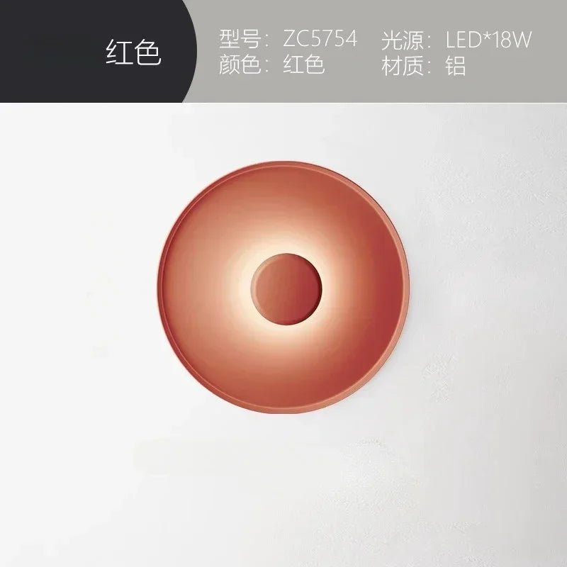 Nordic Designer Macaron Circle Plafonnier minimaliste Chambre à coucher Lit de chevet Lumière de lecture Couloir Couloir Décoration intérieure Applique murale - Moon & Wall