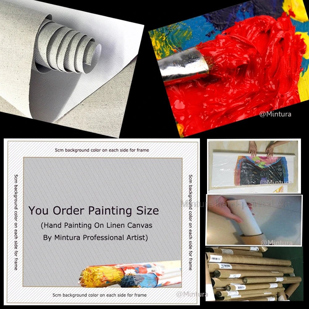 Peinture à l’huile de court de tennis verte abstraite peinte à la main Mintura - Toile d’art de couteau 3D moderne pour la décoration intérieure - Moon & Wall