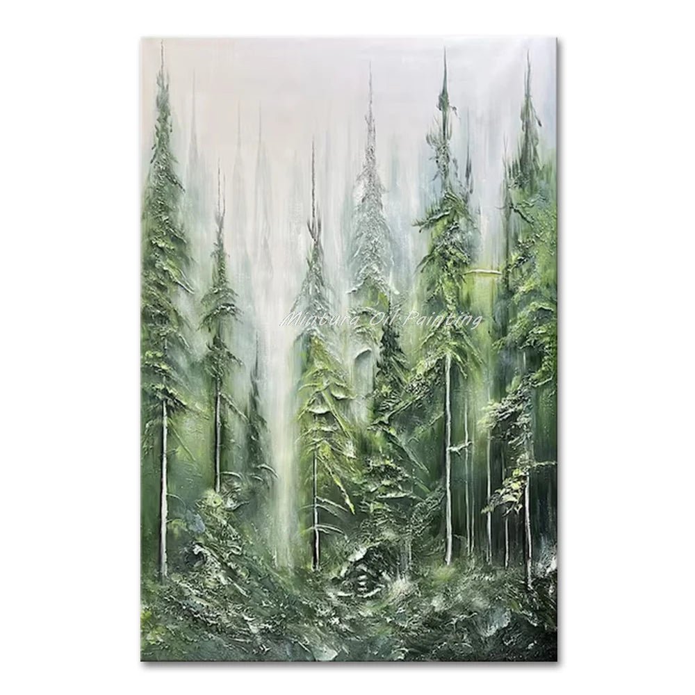 Peinture à l’huile de court de tennis verte abstraite peinte à la main Mintura - Toile d’art de couteau 3D moderne pour la décoration intérieure - Moon & Wall