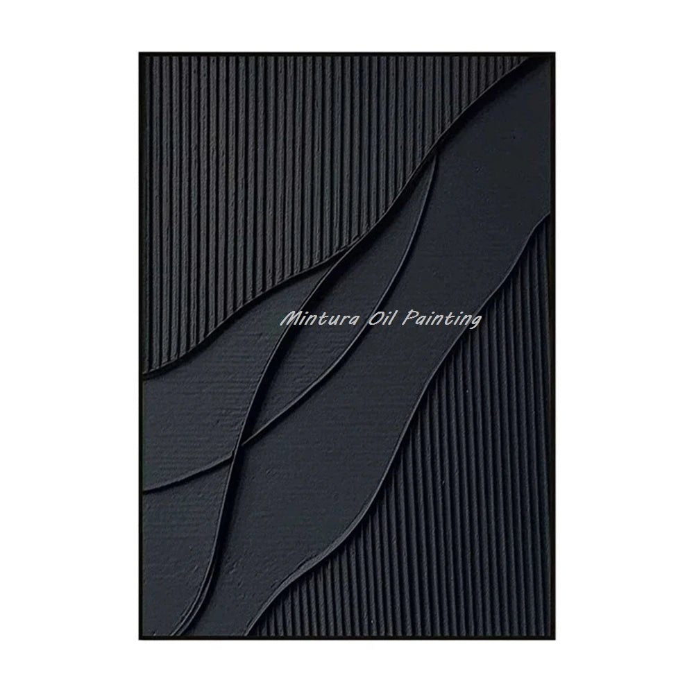 Peinture à l’huile de court de tennis verte abstraite peinte à la main Mintura - Toile d’art de couteau 3D moderne pour la décoration intérieure - Moon & Wall