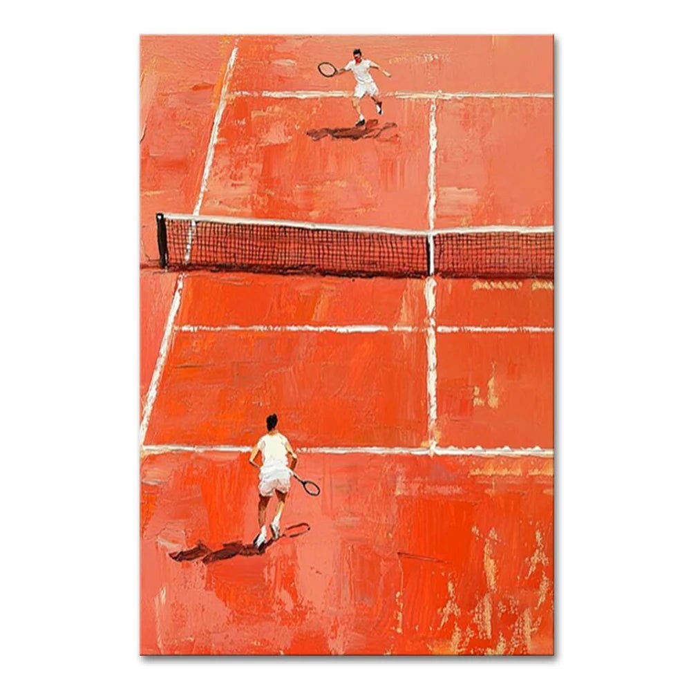 Peinture à l’huile de court de tennis verte abstraite peinte à la main Mintura - Toile d’art de couteau 3D moderne pour la décoration intérieure - Moon & Wall