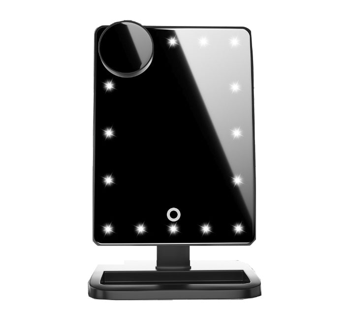 Touch Screen Makeup Mirror With 20 LED Light Bluetooth Music Speaker 10X Magnifying Mirrors Lights - Moon & Wall