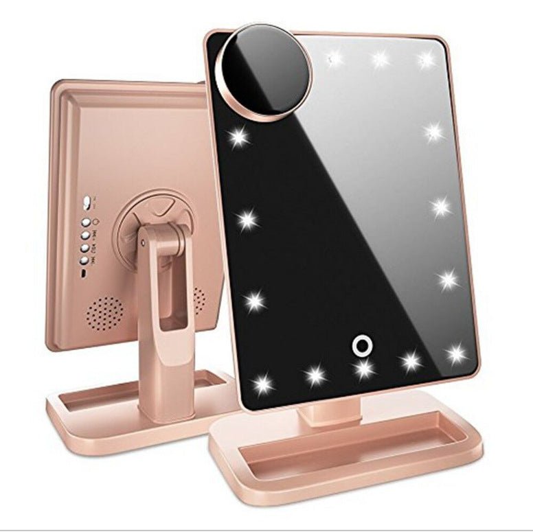 Touch Screen Makeup Mirror With 20 LED Light Bluetooth Music Speaker 10X Magnifying Mirrors Lights - Moon & Wall