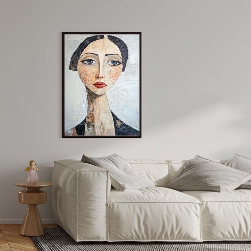 Vintage Abstract Female Portraito Hand - Painted Oil Painting Modern Art Home Living Room Bedroom Bathroom Canvas Wall Art Decor - Moon & Wall