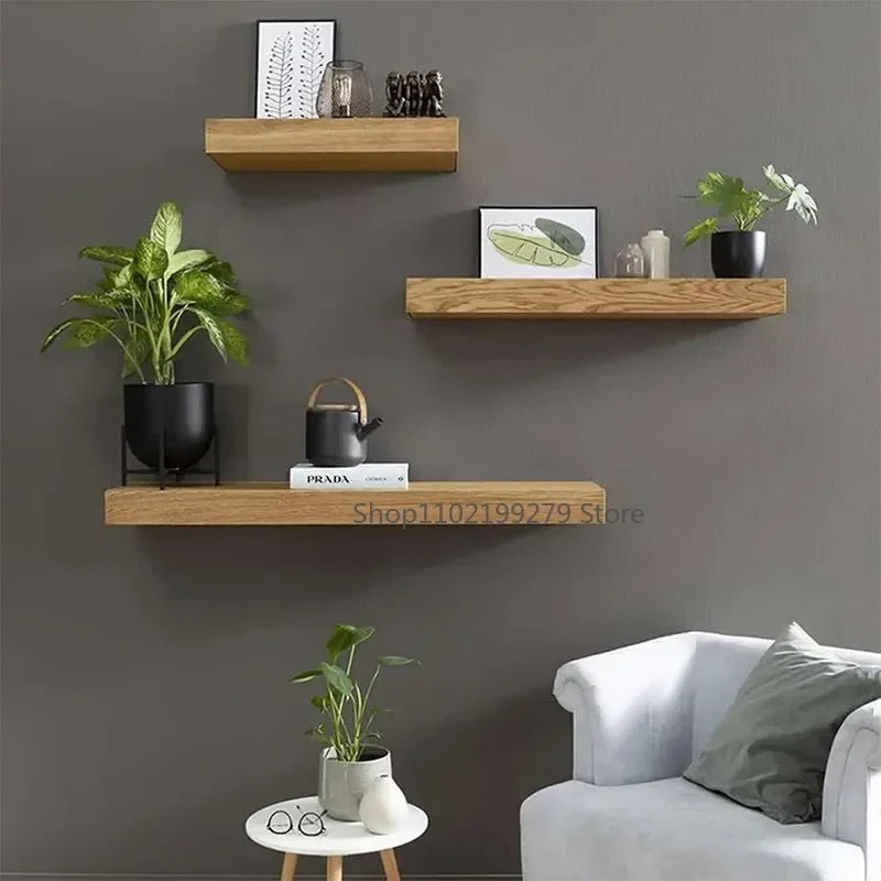 Wood Floating Hidden Shelf – Wall - Mounted Storage with Secret Compartment for Home Decor - Moon & Wall