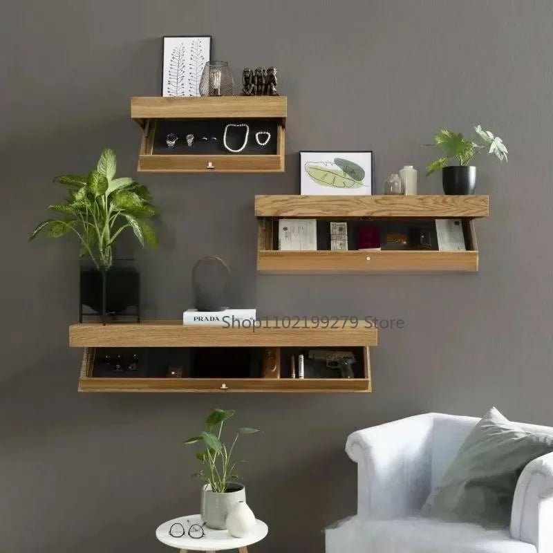 Wood Floating Hidden Shelf – Wall - Mounted Storage with Secret Compartment for Home Decor - Moon & Wall