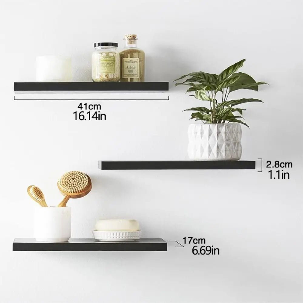 Wooden Wall - Mounted Floating Shelves – Durable Hanging Storage Rack with Invisible Brackets - Moon & Wall
