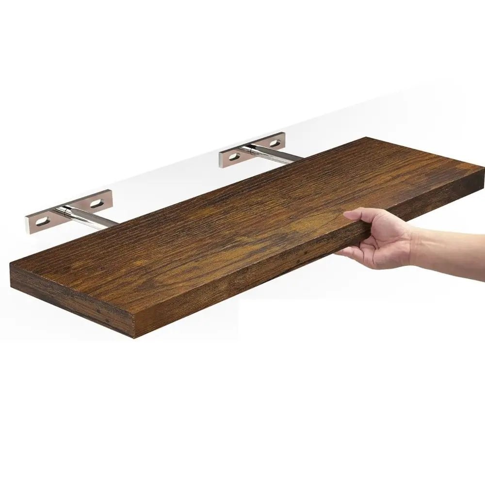 Wooden Wall - Mounted Floating Shelves – Durable Hanging Storage Rack with Invisible Brackets - Moon & Wall